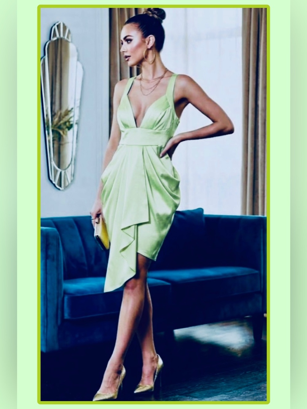 ASOS Luxe Structured Drape Sash Mini Dress Sz 4 NWT Cocktail Formal Pistachio